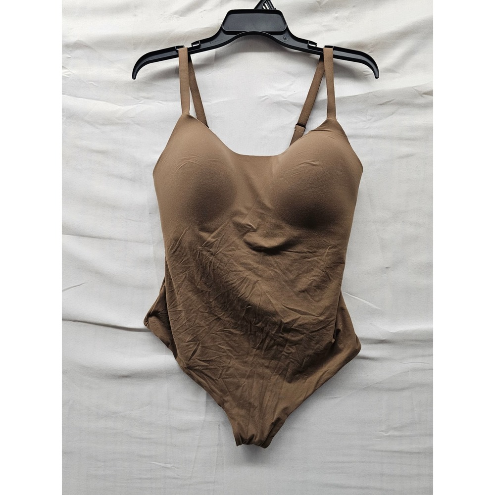 Auden Womens Bodysuit Brown Nylon Blend Casual Size XL